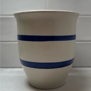 Vintage RRP Roseville Ransbottom Co. Stoneware Crock W/ Blue Stripes